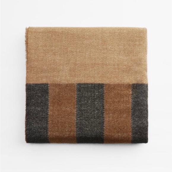 ZARA Women's Striped Scarf(Taupe Brown, Size:M) - Picture 2 of 5